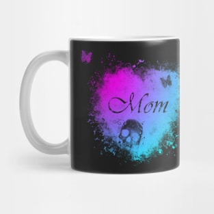 Neon Grungy Gothic Mom, Skull & Butterflies Mug